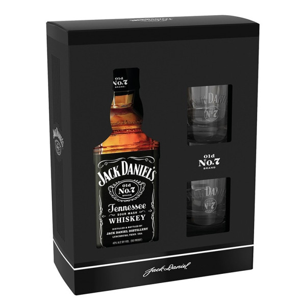 Jack Daniels 0,7 lt. inklusive 2 Tumbler im Geschenkskarton