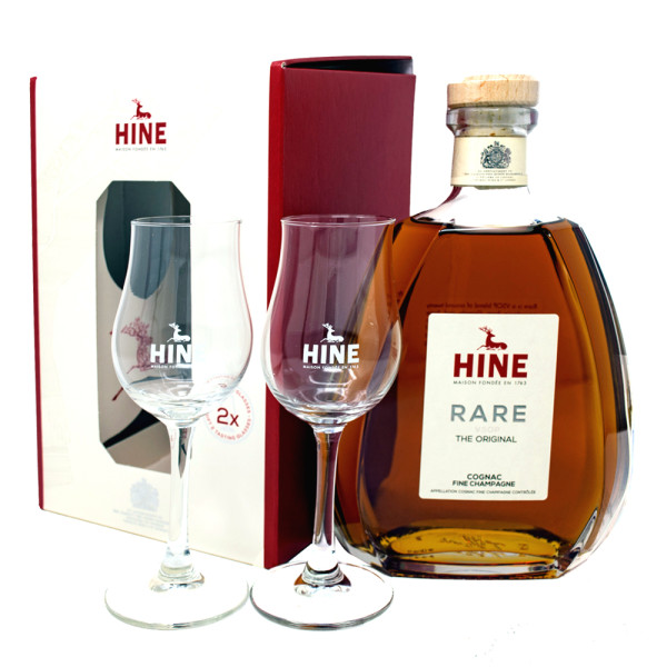 HINE RARE VSOP The Original Cognac Fine Champagne 0,7lt inkl. 2 Gläser im Geschenkskarton